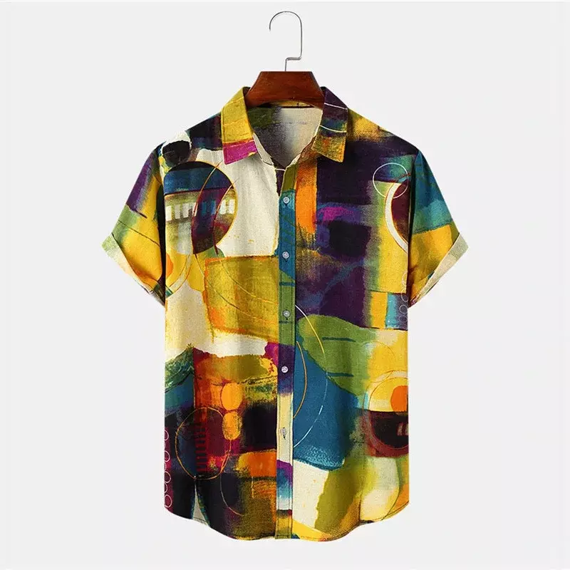 Рубашка с коротким рукавом, летние мужские модные повседневные топы, Лидер продаж 2023, новинка, удобная мягкая дышащая ткань