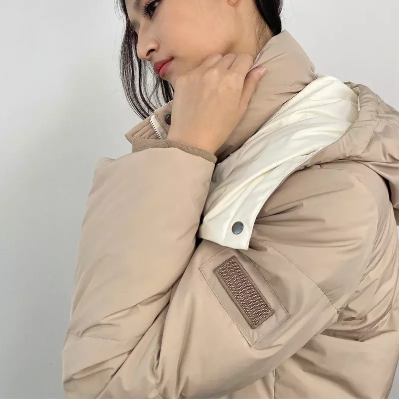 2023 New Winter Women White Duck Down Jackets Coats Fashion Casual Warm Ladies Hooded Coats