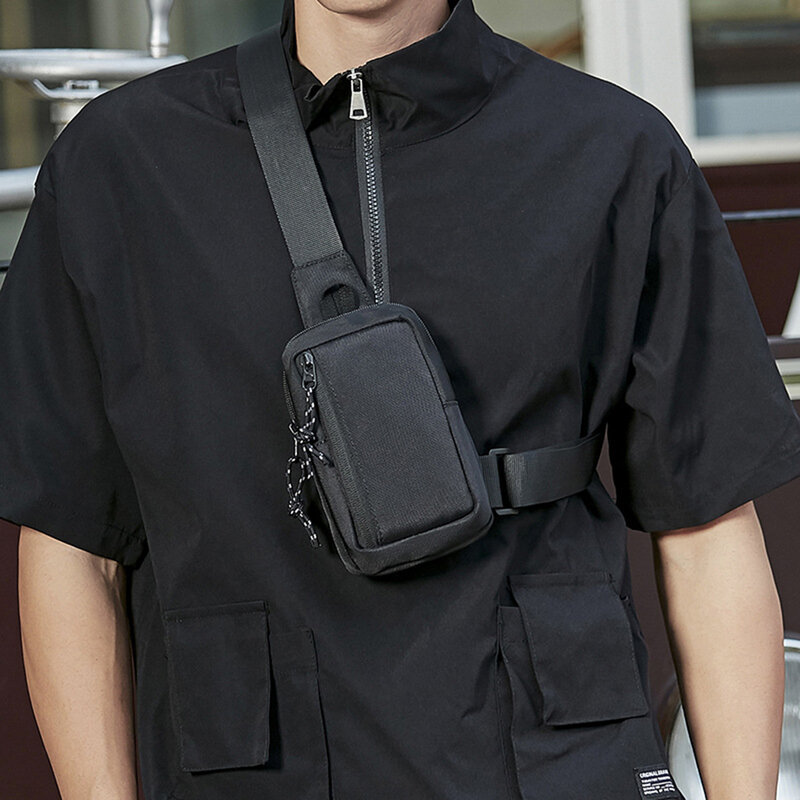 Трендовая Мужская нагрудная мини-сумка Ins, водонепроницаемые маленькие сумочки через плечо из ткани Оксфорд, спортивный уличный кошелек с ремнем для телефона для кемпинга