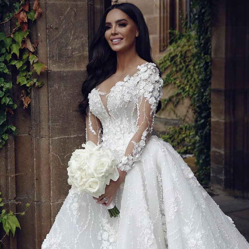 Женское свадебное платье It's yiiya, белое платье до пола с круглым вырезом и фатином на лето 2019