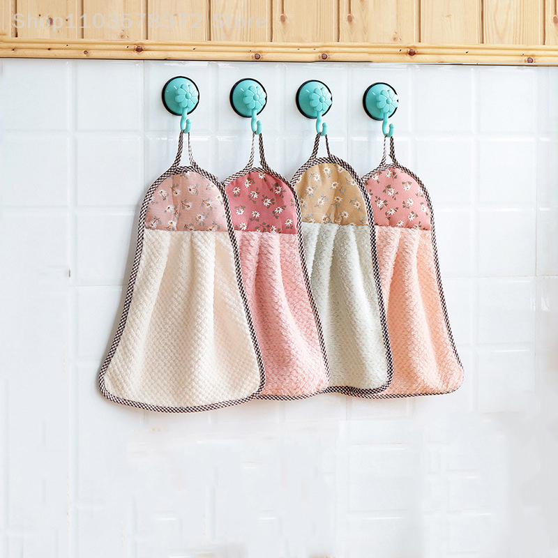 Coral Velvet Hand Wipe com pendurado Loops, Quick Dry Towel Ball, Soft Absorbent Handball, Adequado para cozinha e banheiro