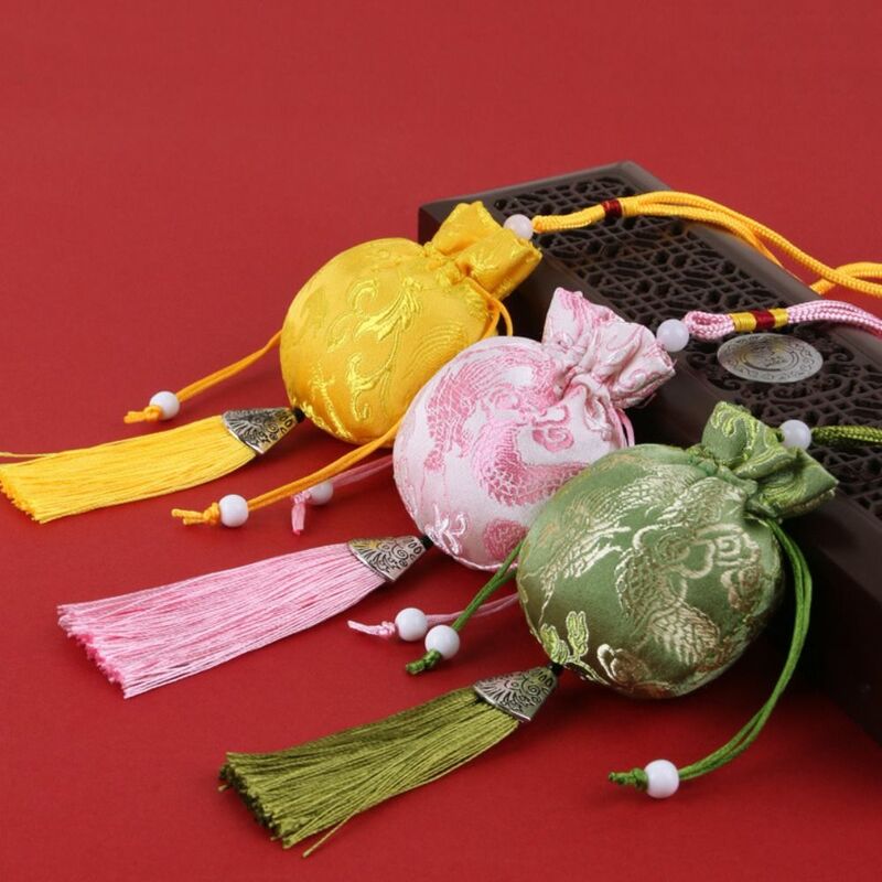 Sachê de dragão para mulheres e meninas, bordado liso, embalagem de jóias florais, pequena bolsa pingente, bolsa