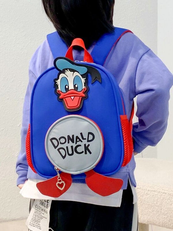 MINISO New Cute Cartoon Anime Donald Duck Nylon Contrast Children's Backpack Ultra Light Kindergarten
