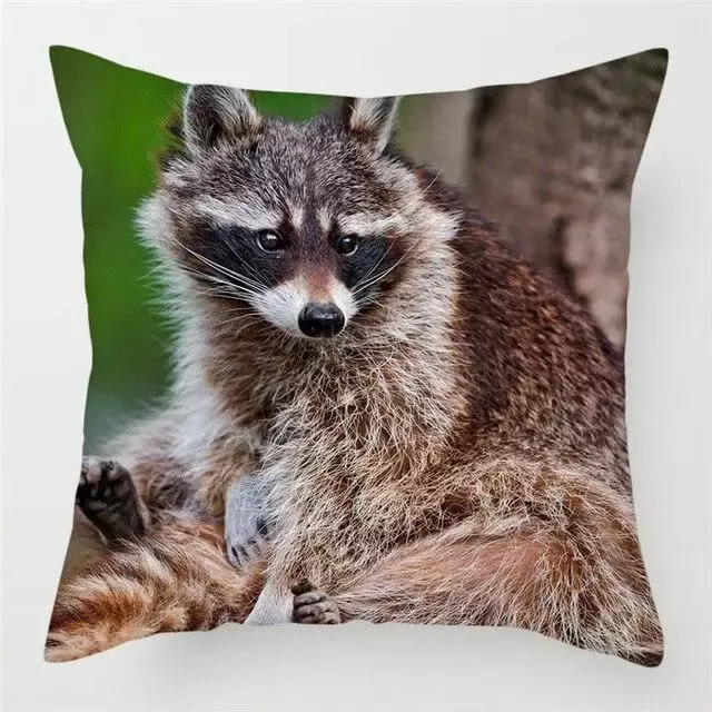 귀여운 동물 베개 케이스 너구리 야생 동물 인쇄 홈 침대 의자 장식 베개 커버, 호텔 장식.
