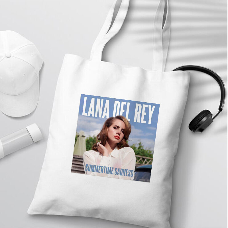 Lana Del Rey โลโก้พิมพ์ Hipster การ์ตูนพิมพ์ Tote ถุงช้อปปิ้งแฟชั่นสาวสบายๆแพคเกจความจุสูงกระเป๋า