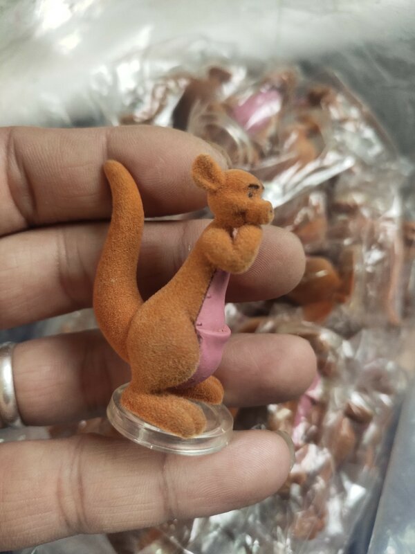10pcs/ a lot 5CM Animal Kangaroo Flocking Figure Toy Doll Decoration Wholesale  SH009