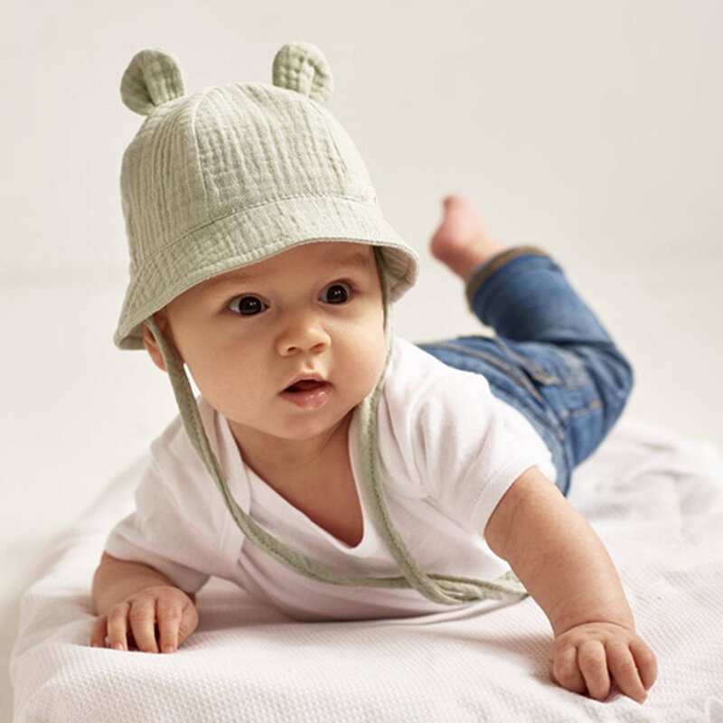 Noworodek czapka dla niemowląt jesienne bawełniane kapelusze wiadro dla dziewczynek chłopcy słodkie nadruki rybacy czapki maluch dzieci Panama czapka przeciwsłoneczna 3-12 M