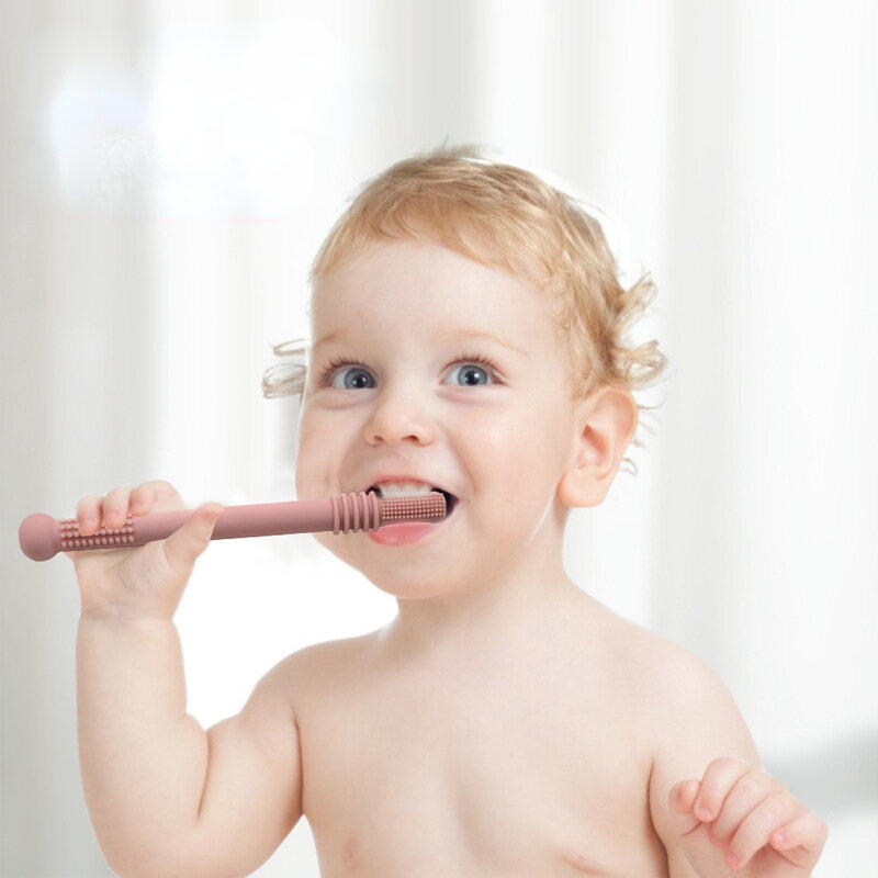 Długa rurka gryzak niemowlęta bezpieczeństwo dziecka ząbkowanie kij Food Grade silikonowe żucia gryzienie zabawki miękkie Chewy Molar Tube Bar RU ue