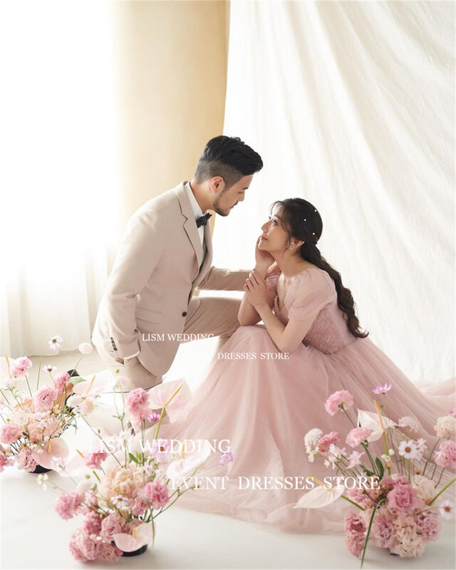 赤ちゃんのためのピンクのイブニングドレス,半袖,花嫁のためのナイトガウン,ドラペル,フェアリー写真撮影,韓国,結婚式,古着