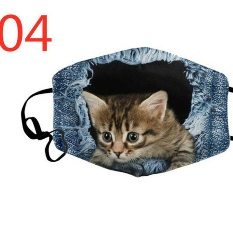 European and American New Denim Cat and Dog Face Masks Personality Fashion Dustproof and Windproof Cotton Masks Unisex