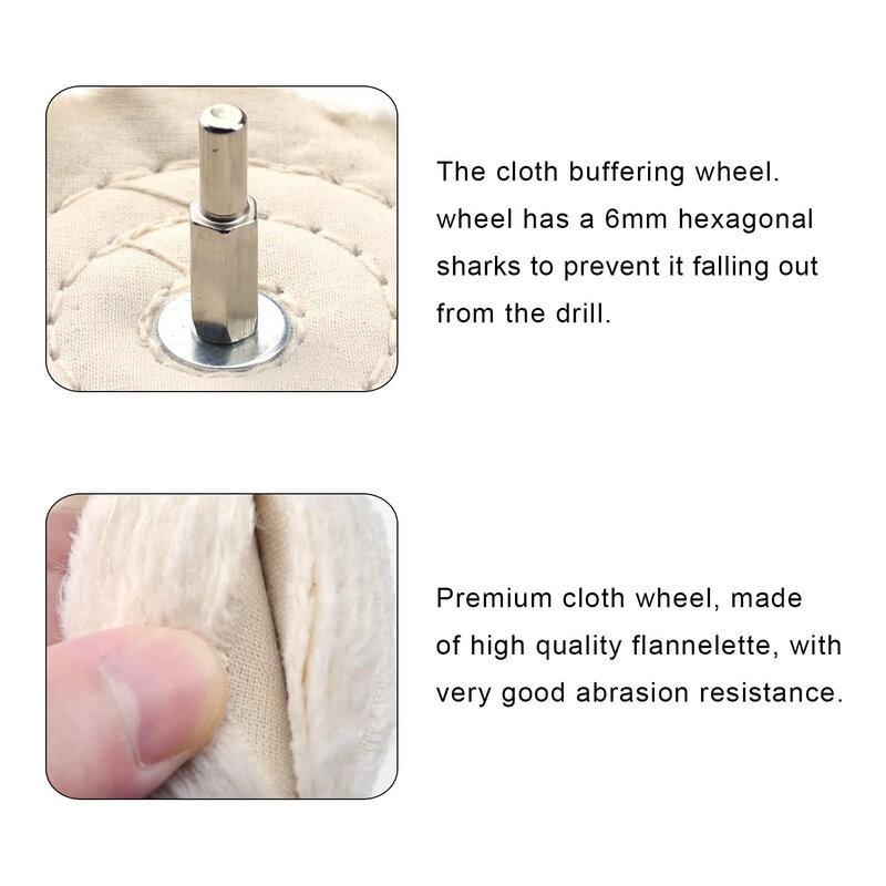 5 pçs roda de polir para a broca flannelette polimento rodas mista polonês cabeça kit com 1/4 shaft shaft eixo para lavagem do carro & polimento