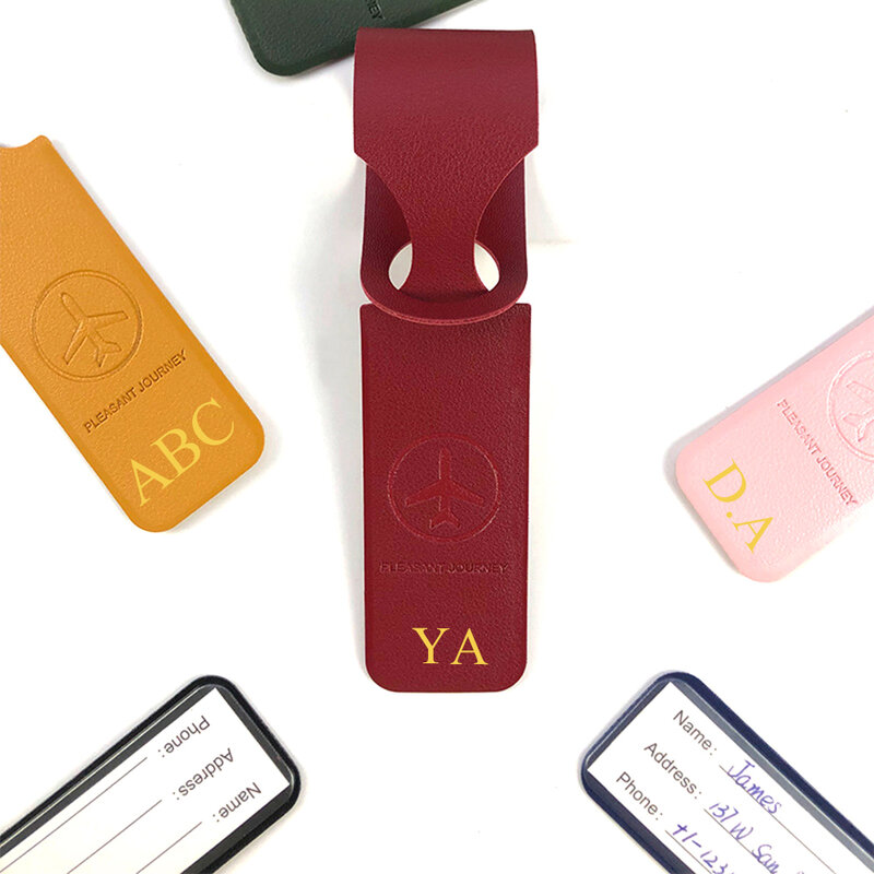 Etiqueta de equipaje con letras personalizadas, dirección pequeña de moda, etiqueta identificadora de maleta de avión, logotipo personalizado, accesorios de viaje de regalo