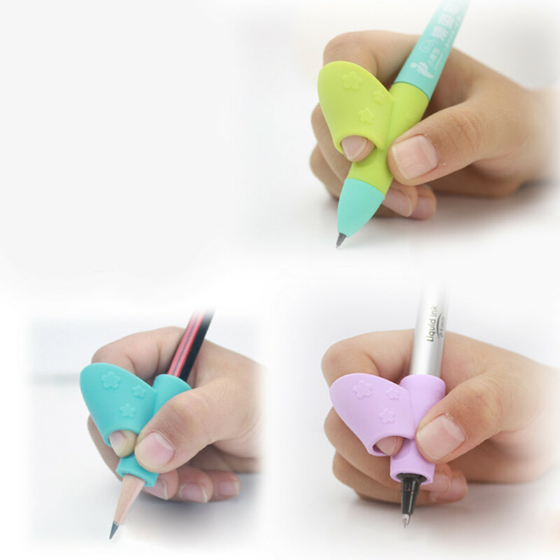子供のための適切な手の鉛筆ハンドル、保持ペン、ライティングコレクター、マジックは、ソフトカラー、ランダム、1個、3個に適合