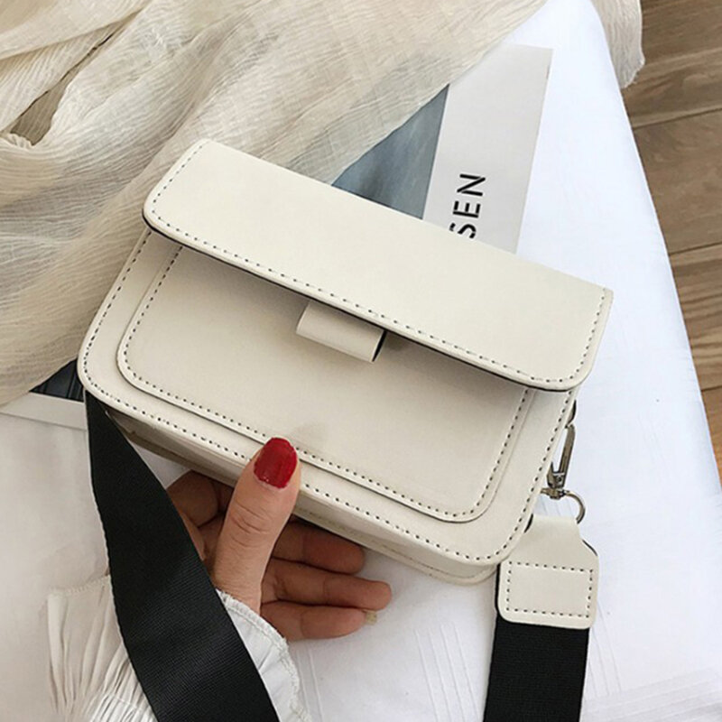 Женская маленькая квадратная сумка в стиле ретро, универсальная вместительная Повседневная Портативная сумка через плечо с широким ремнем