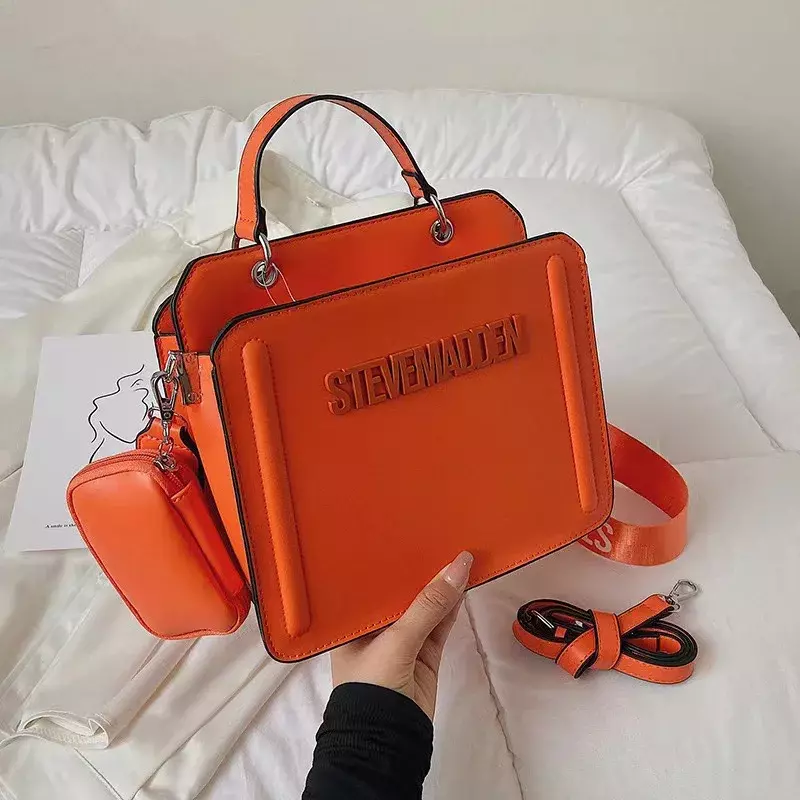 베이스 스티브 매든 여성용 가방, 부드러운 가죽, 트렌디하고 세련된 글자 모양의 작은 사각형 가방, 핸드백, 여름 2023 신상