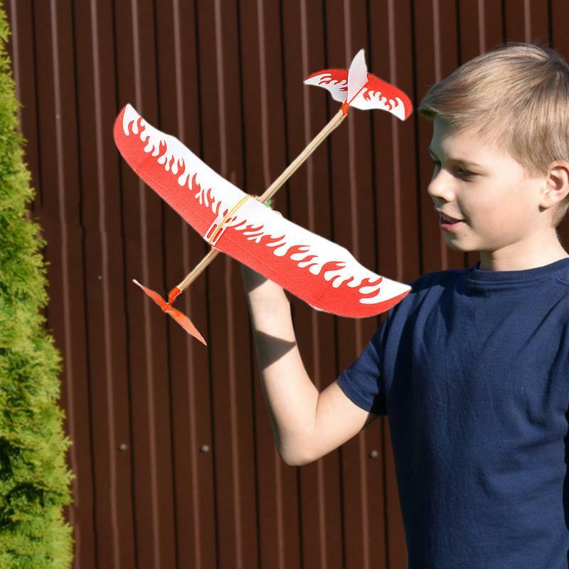 Juguete de Ciencia de avión de banda de goma para niños, hecho a mano creativo planeador de madera de Balsa, proyectos de investigación escolar