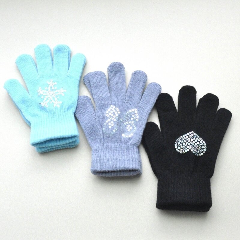 K5DD スタイリッシュな暖かい手袋ニット冬ソフトミトン防風スプリットフルフィンガーグローブ屋外サイクリング子供のための必需品