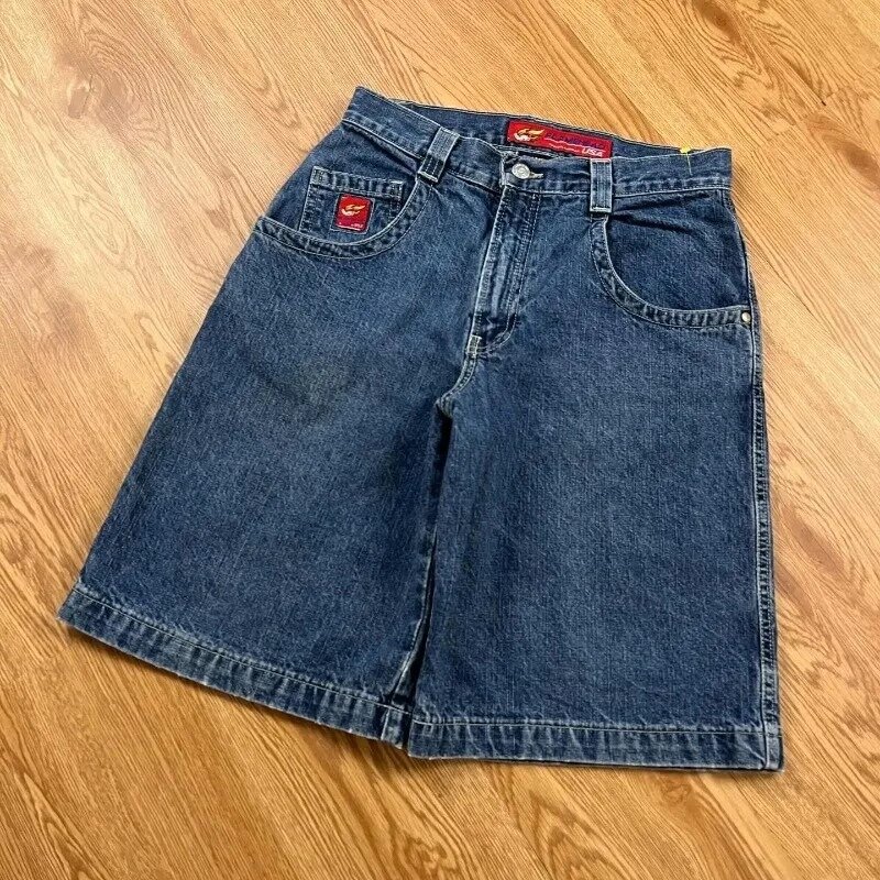 Retro modne markowe spodenki jeansowe w paski z nadrukiem Y2k American Street odzież dla par moda Harajuku wszechstronne dżinsy oversize