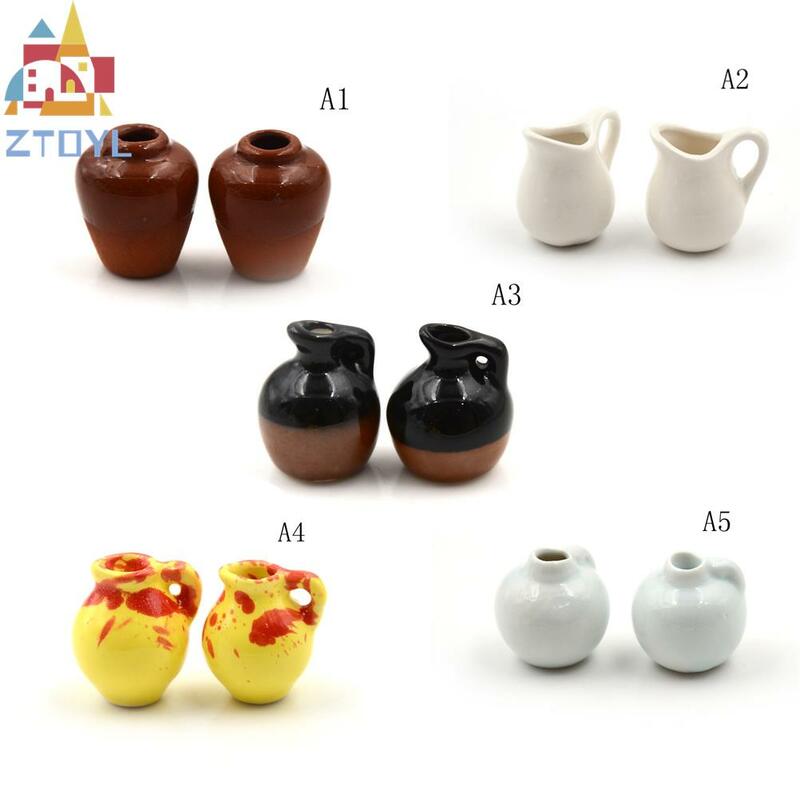 Venda quente diy artesanal casa de boneca cozinha cerâmica ornamento decora vaso casa boneca miniaturas 1:12 mini cerâmica pote