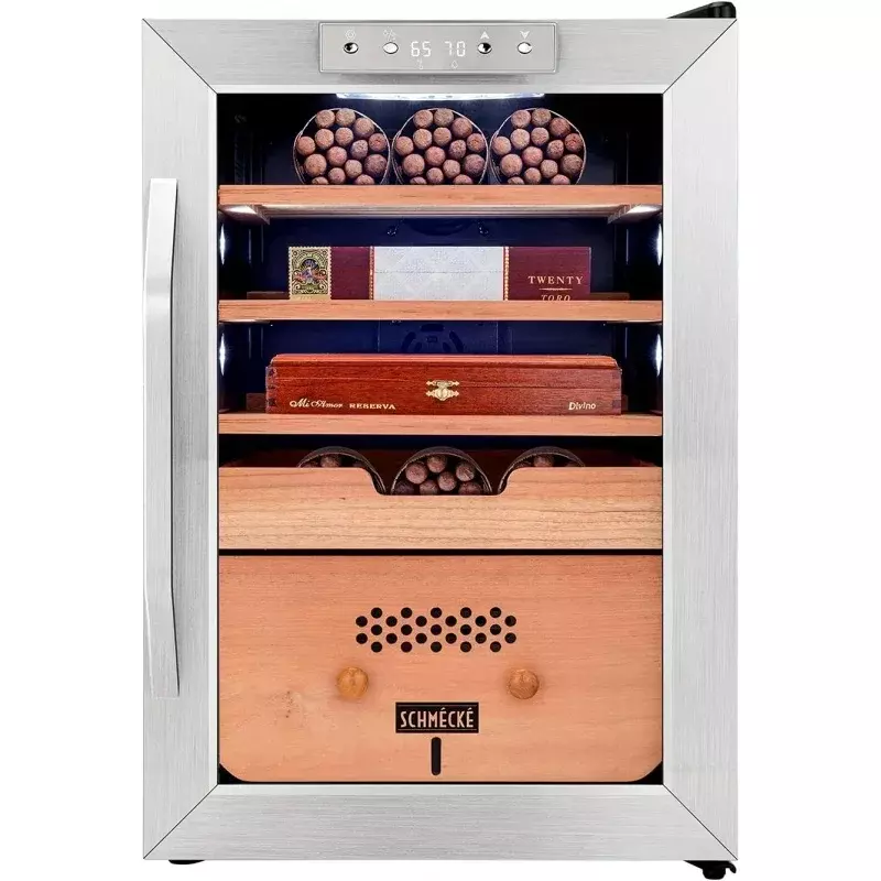 Schmécké 300 Cigar Cooler Humidor with 3 in 1 Precise Cooling, Heating & Humidity Control, Stainless Steel Trim Finish Cabin