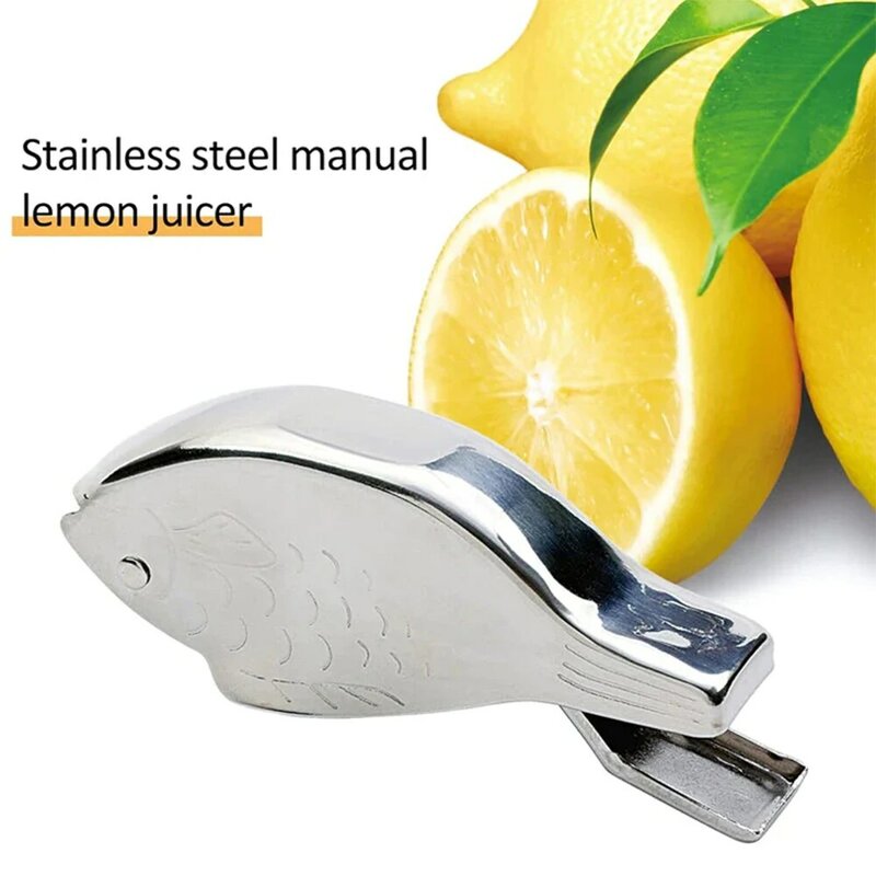 Exprimidor de limón de acero inoxidable de grado alimenticio con forma de pez, exprimidor no eléctrico para cocina y hogar