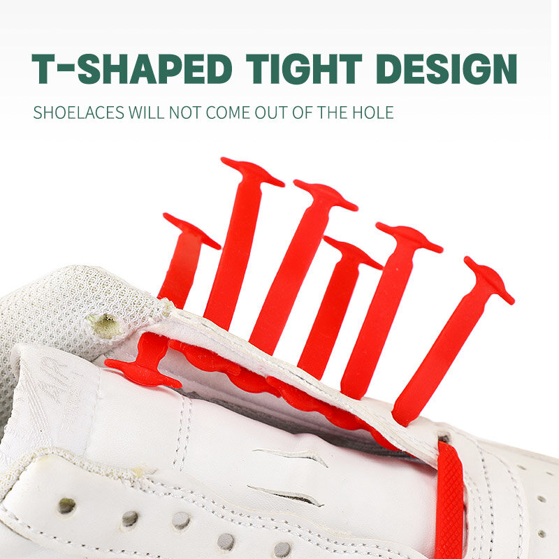 12-14 Buah/Set Tali Sepatu Besar Silikon Elastis Tali Sepatu Khusus Tanpa Dasi Bertali Sepatu Sneakers Anak Dewasa Renda Sepatu Cepat