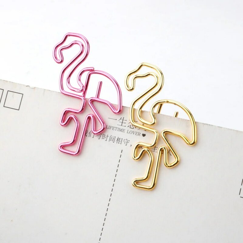 12pcs Flamingo Paper Clips Metal File Note Mark Bookmark Clips for Home Office School (Pink)