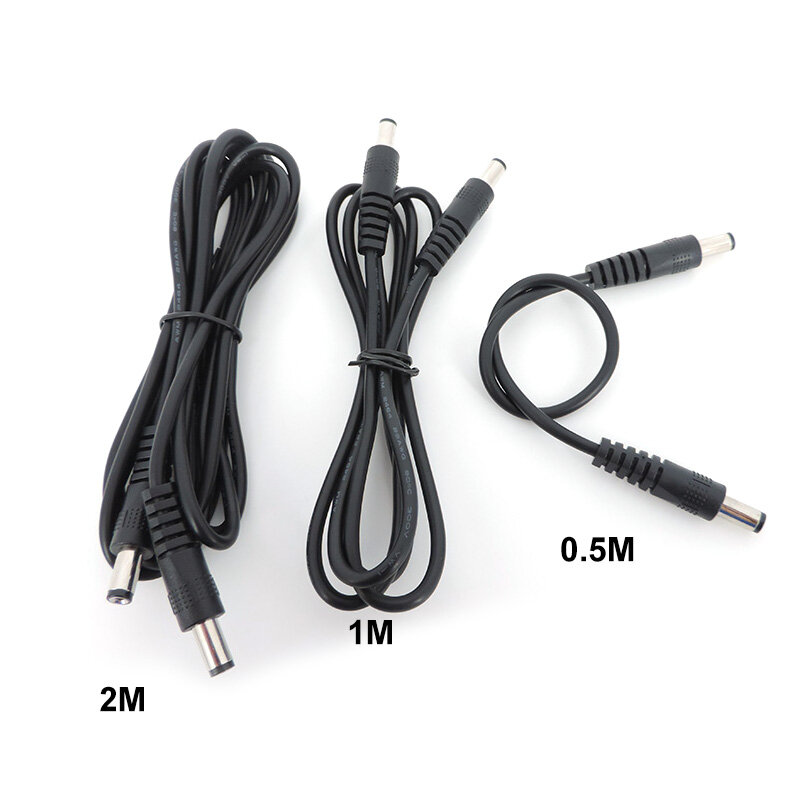 Cable de extensión de conector de fuente de alimentación de CC, 0,5 m/1M/2M, 12V, enchufe macho a macho, 5,5x2,1mm, cables adaptadores de cámara CCTV q1