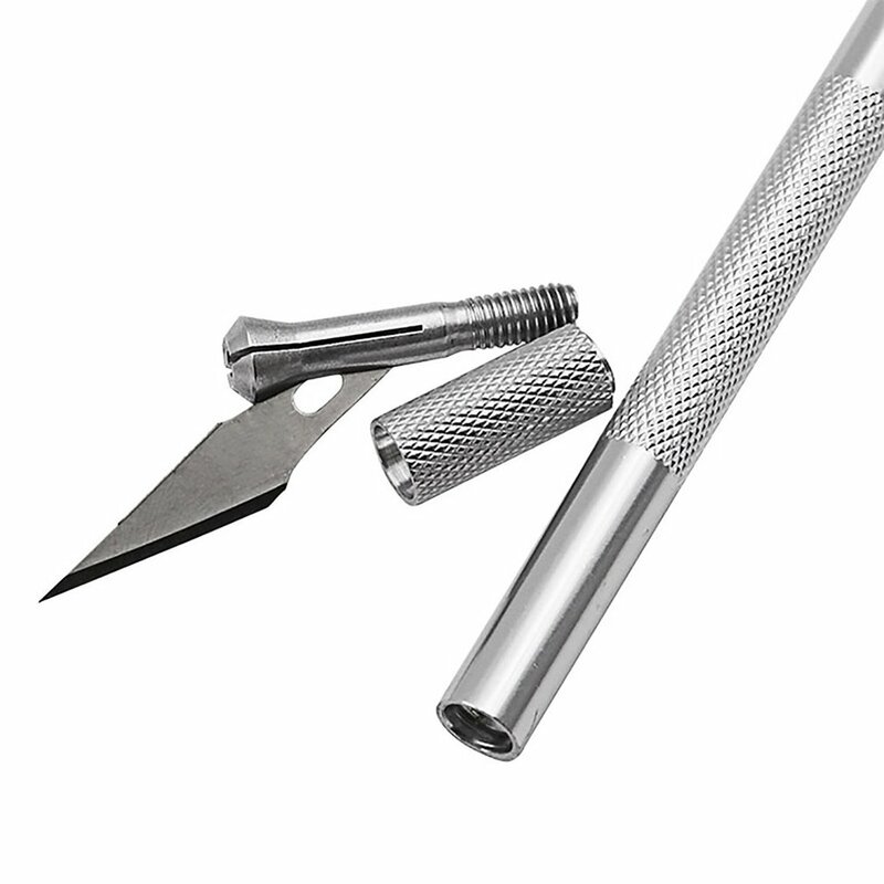 Kit de herramientas de cuchillo de bisturí de metales antideslizantes de alta calidad, cortador de grabado artesanal, cuchillos resistentes para teléfono móvil, herramienta de bricolaje PCB con 5 hojas