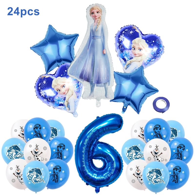 Frozen Anna Elsa balon dekorasi pesta ulang tahun anak peralatan makan sekali pakai cangkir hadiah perlengkapan mandi bayi acara