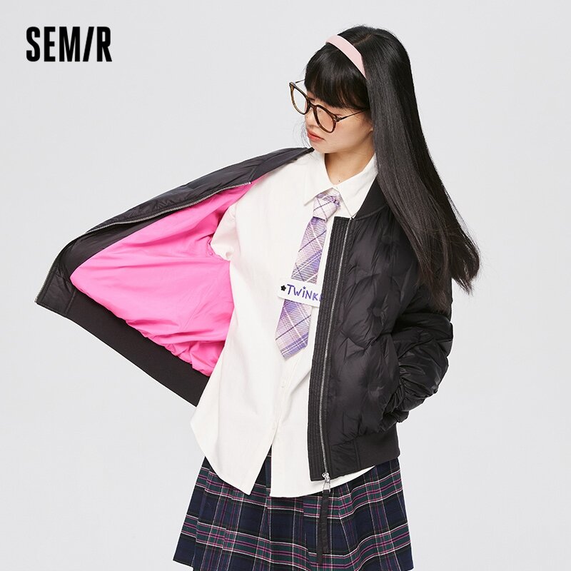Semir เสื้อแจ็คเก็ตผู้หญิงกลางความยาวออกแบบเบสบอลหลวม2022ฤดูหนาวเสื้อใหม่ Retro แฟชั่น