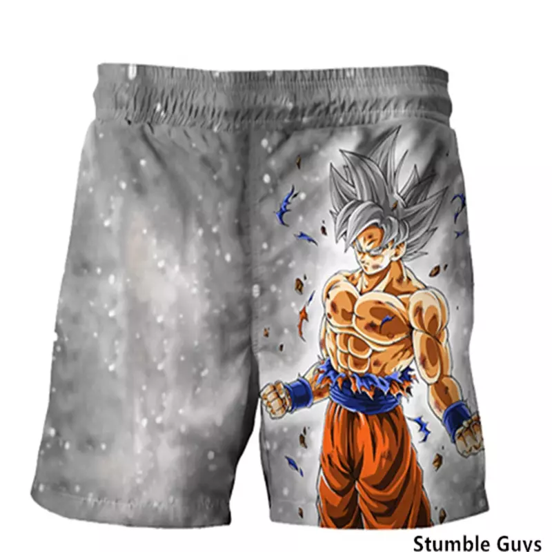Calções de natação Dragon Ball Goku infantil, calças de secagem rápida, roupas de bebê menino, calções de praia estampados desenhos animados, verão