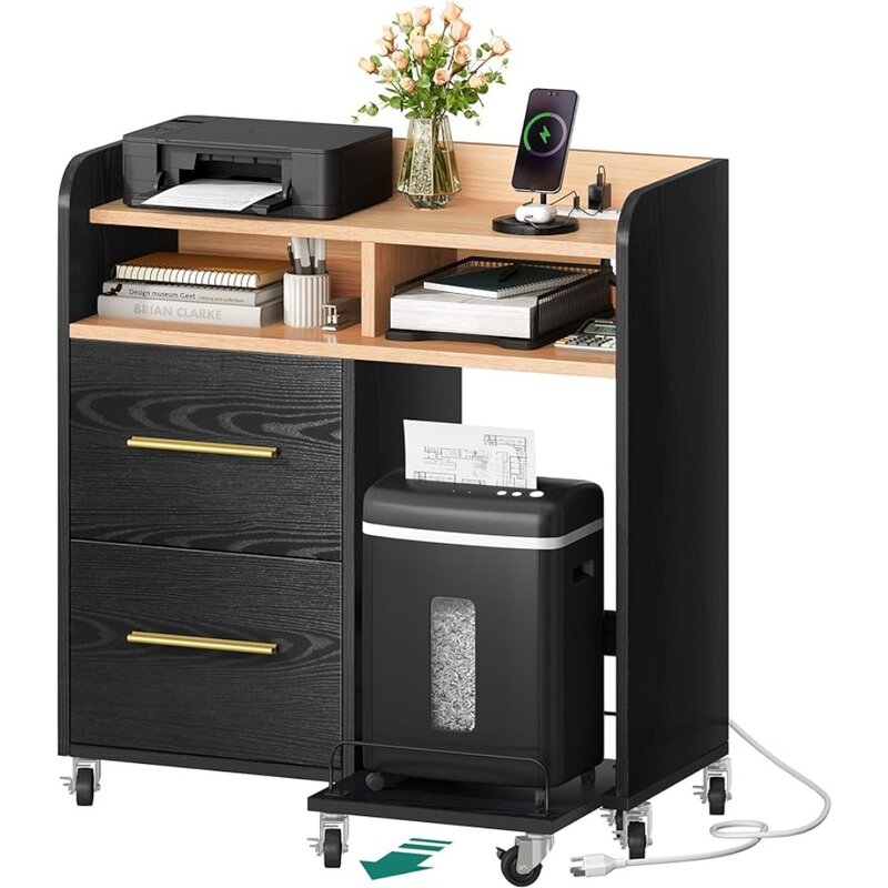 File Cabinet with Charging Station Storage Cabinet Furniture Letter Printer Stand Cart Office Freight free