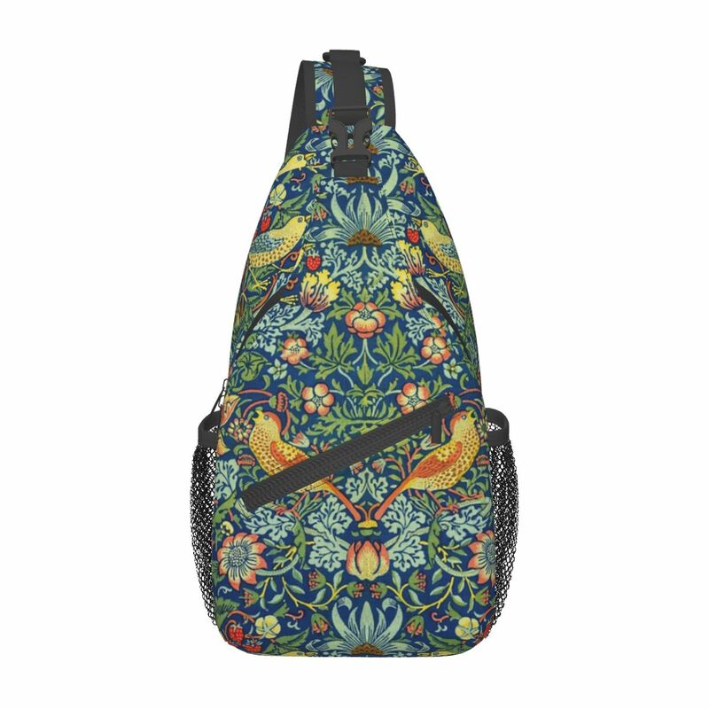 William Morris Strawberry Crossbody Sling Bags Chest Bag Floral Art Shoulder Backpack Daypack for Hiking Outdoor Cycling Pack