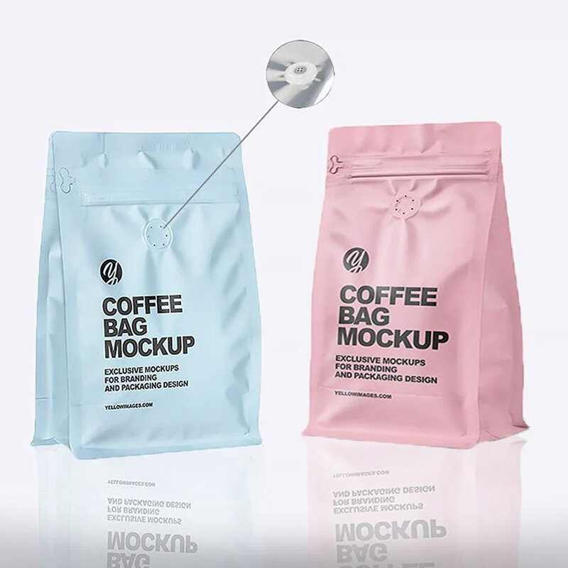 Op Maat Gemaakt Product, 500G Ontwerp Logo Biologisch Afbreekbaar Zijkanten Met Rits Koffieverpakking Vierkante Koffiezak Met Platte Bodem