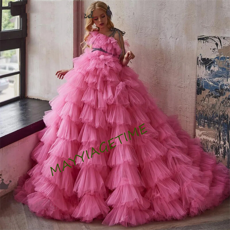 Teens Girls Princess Ball willow Tulle Pretty Girl Birthday Evening Party Dress Flower Girl Dresses Baby Kids Wedding Party Dress