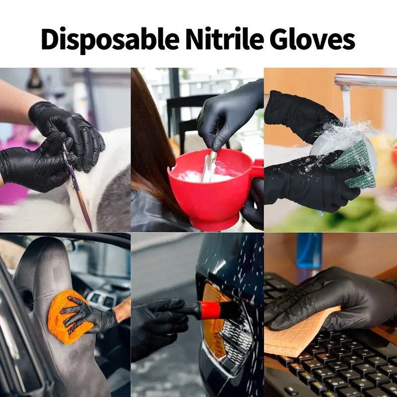 100/20pcs Nitrile Gloves Kitchen Latex Gloves Household Cleaning Beauty Barber Food Grade Cake Baking Disposable  Work Gloves