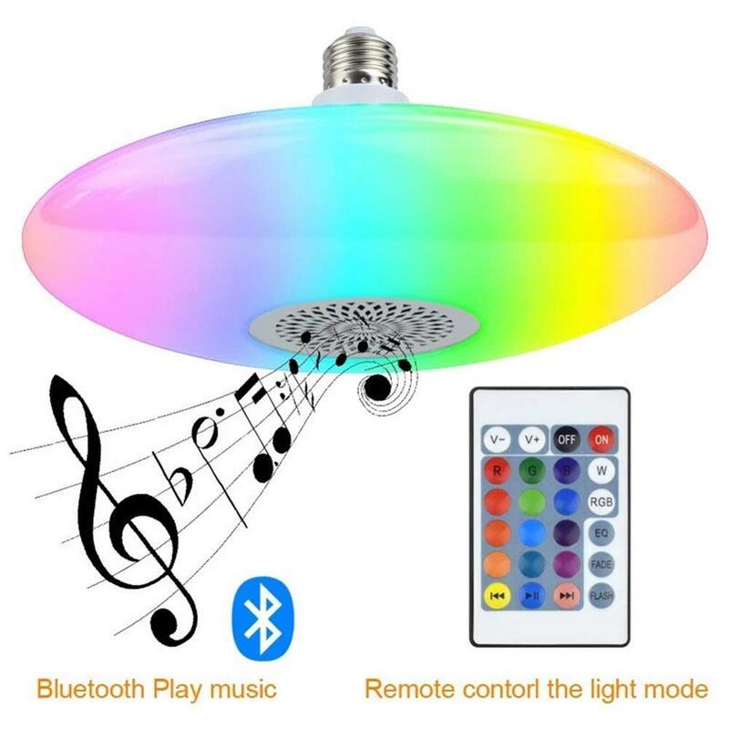 Uofo-Bluetoothスピーカー付きインテリジェント電球,リモコン付きスピーカー,無段階調光器,音楽