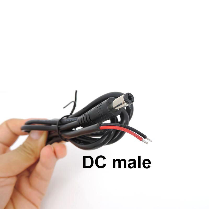 DC macho para fêmea cabo de extensão masculino, Jack Plug Connector, CCTV AC Power Adapter, 5,5 milímetros x 2,1 milímetros, branco, preto, 1m