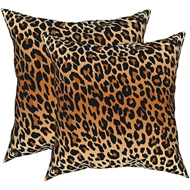 Funda de almohada de leopardo con estampado de guepardo, funda de cojín decorativa de felpa suave, piel sintética de Animal, 2 uds.