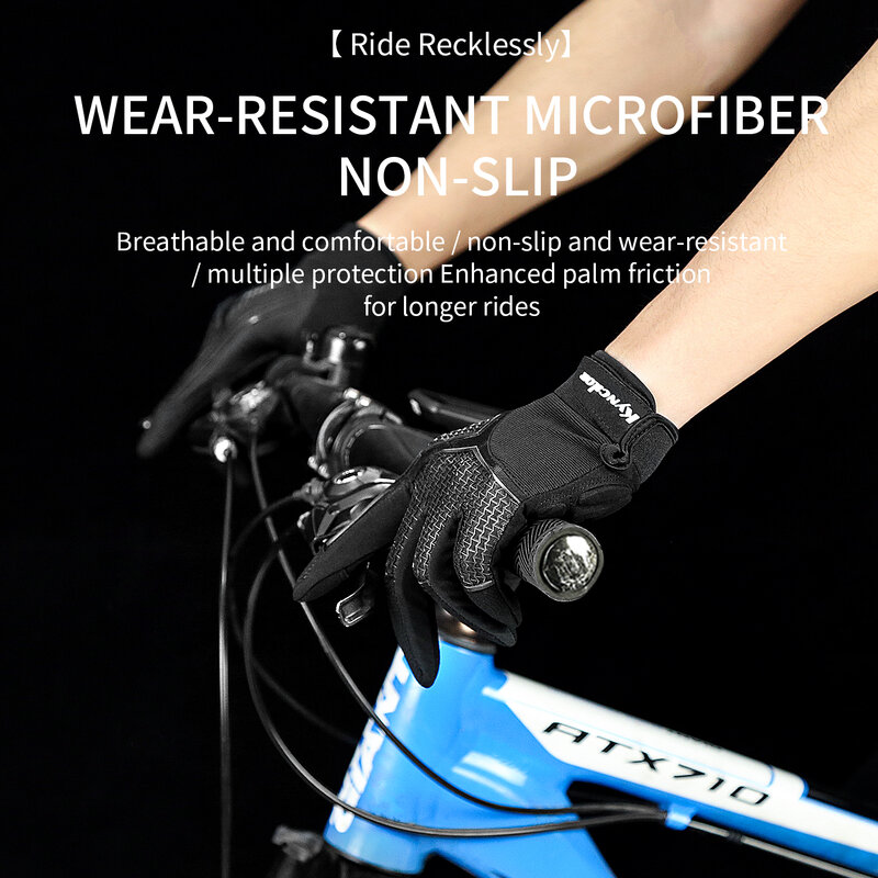 Guantes de ciclismo para hombre, manoplas antideslizantes de dedo largo con absorción de impacto, transpirables con protección solar y pantalla táctil, para primavera y verano