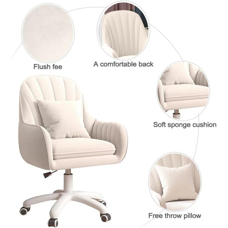 Cadeira computador com Mid-Back estofados, moderno adornado cadeira do escritório, altura giratória e ajustável, tarefa Home