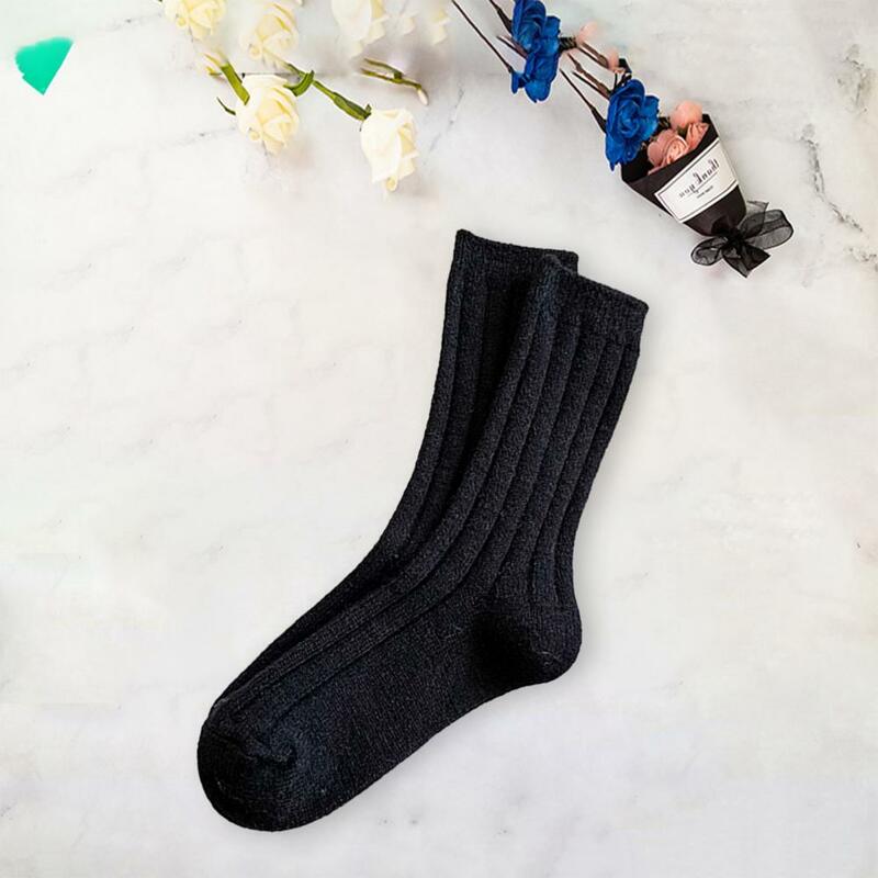 Meias de lã estilo japonês feminino, meias macias, aconchegantes meias vintage, meias grossas de malha, alta elasticidade, antiderrapante, quente, inverno