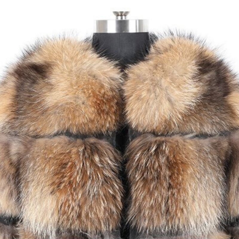 Casaco de pele de raposa de couro feminino, jaqueta de pele real, colete quente, material 100% natural, novo estilo, frete grátis, inverno, 2024