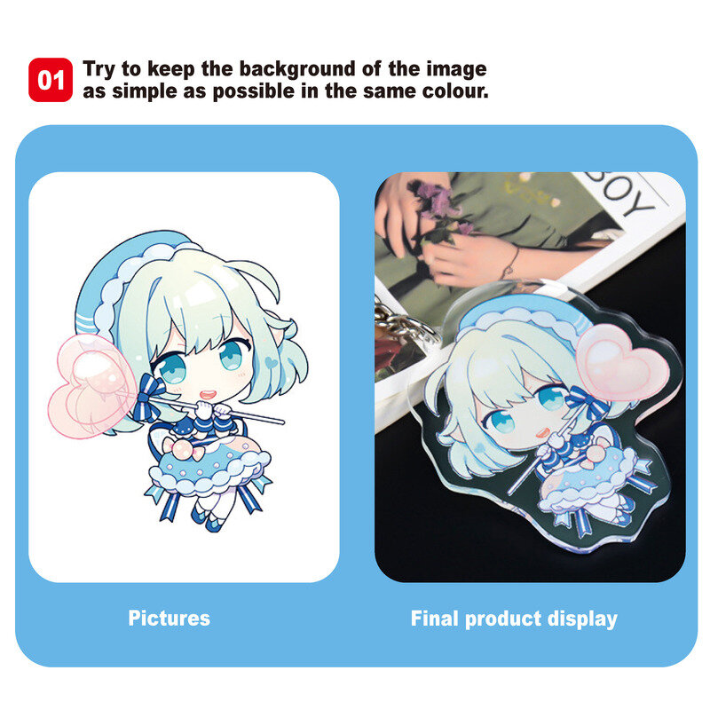 Llavero acrílico personalizado con foto de Kawii Idol, llavero de figura de Anime, Impresión de doble capa, llavero personalizado