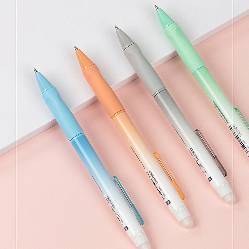 DELI A667 프레스 지울 수 있는 젤 펜, 학교 사무용품, 문구 선물, 검정, 파랑 잉크, 0.5mm, 4 개