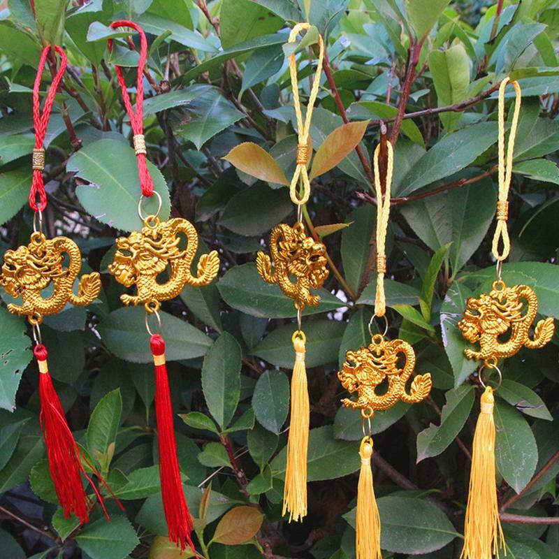 Ornamen Naga Tahun Baru 2024 liontin rumbai naga simpul Cina ornamen naga dekorasi Feng Shui untuk perayaan Tahun Baru