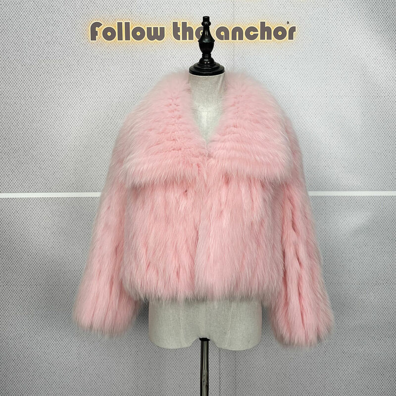 Jaqueta de pele real Fox feminina, casaco costurado com ferramentas, tira doce, moda inverno, 2022