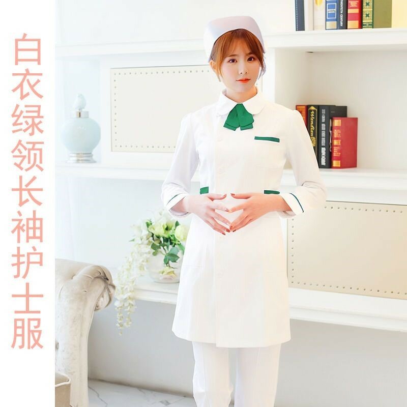 Korean Slim nurse uniform short/long sleeved medical white coat Women Scrub Dress oral dental beauty Salon workwear for doctors