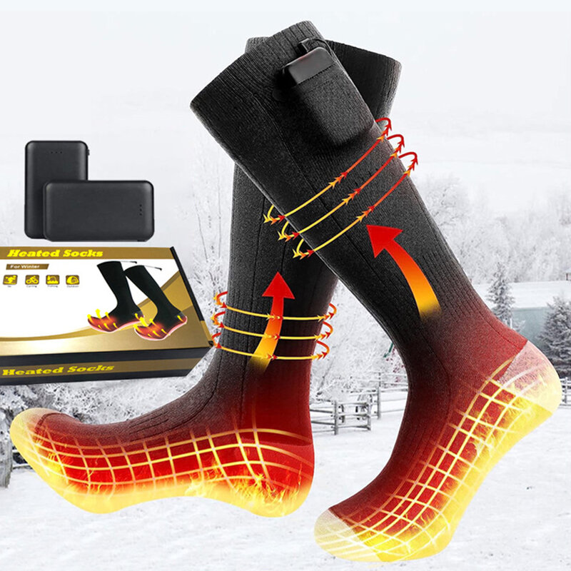 Calcetines cálidos Unisex para pies, calcetín transpirable con aislamiento térmico, lavable y recargable, para acampar al aire libre y senderismo